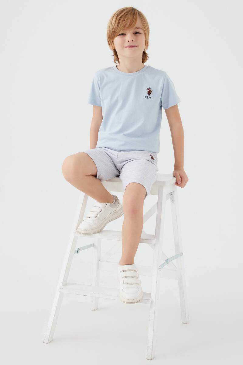 U.S. Polo Assn Light Blue Gri Erkek Çocuk Bermuda Takım