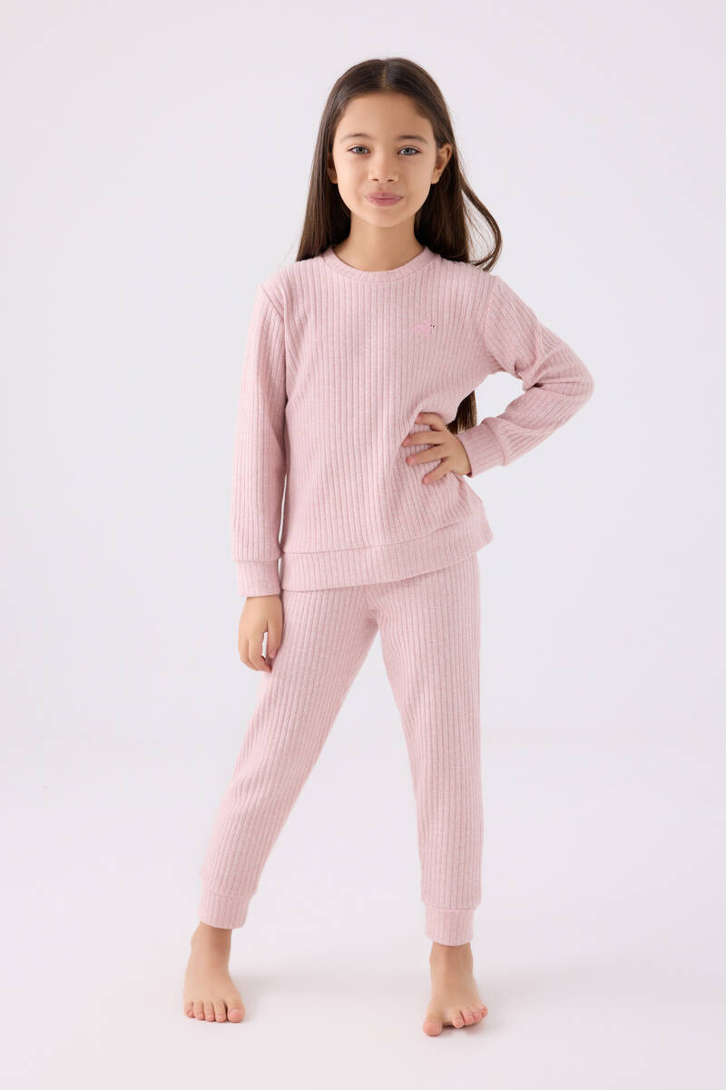 Rolypoly Kız Çocuk Pembe Uzun Kol Pijama Takım