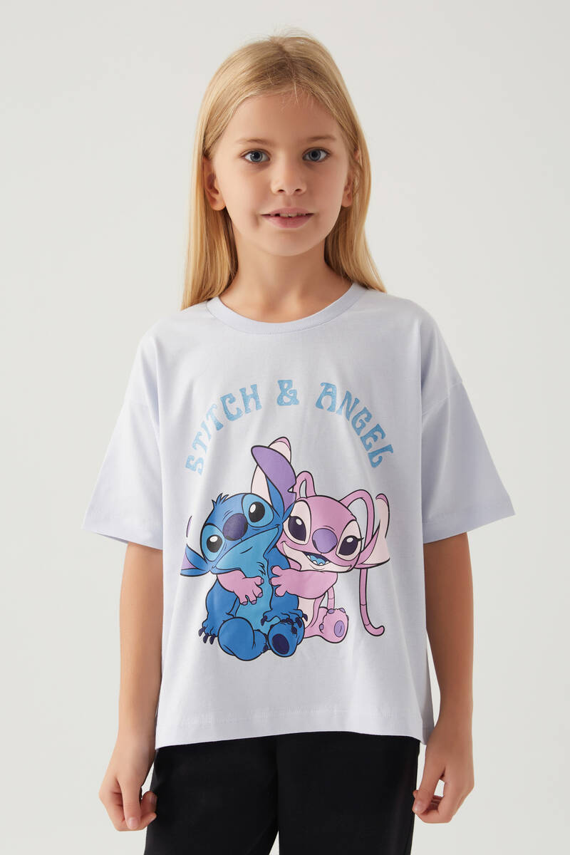 Stitch Kız Çocuk Mor Tişört