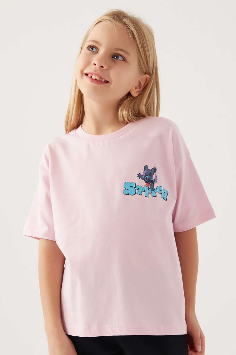 Stitch Kız Çocuk Pembe Tişört