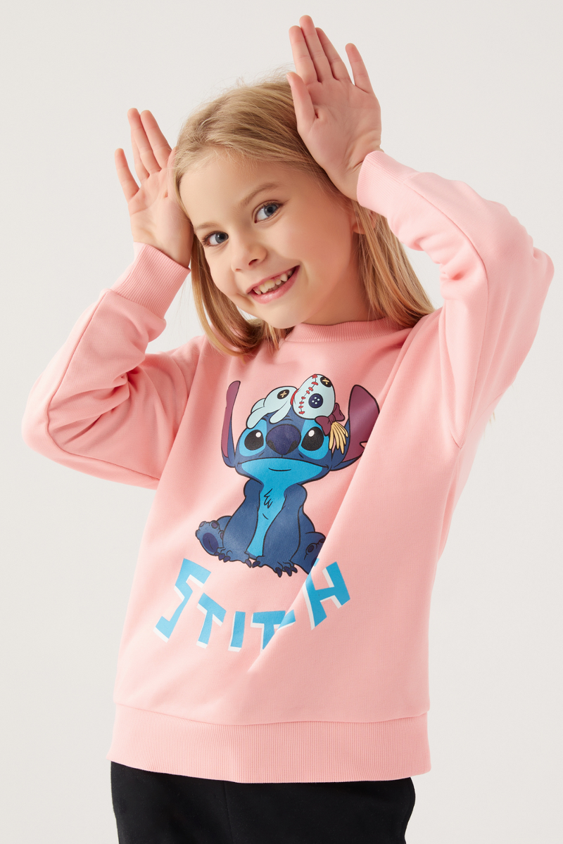 Stitch Kız Çocuk Pembe Sweatshirt