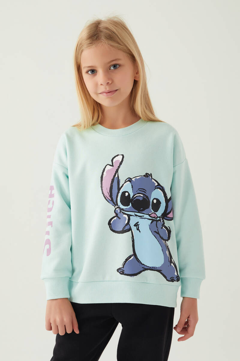 Stitch Kız Çocuk Mavi Sweatshirt