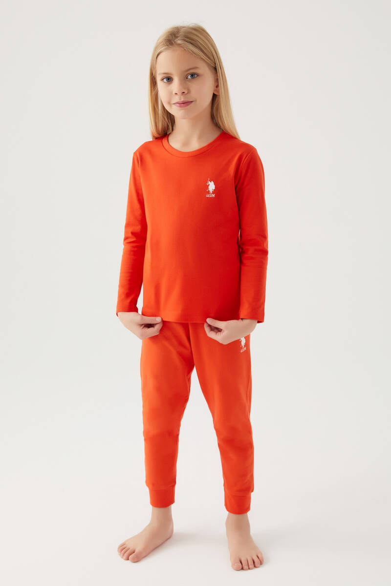 US Polo Assn Kız Çocuk Kırmızı Pijama Takımı