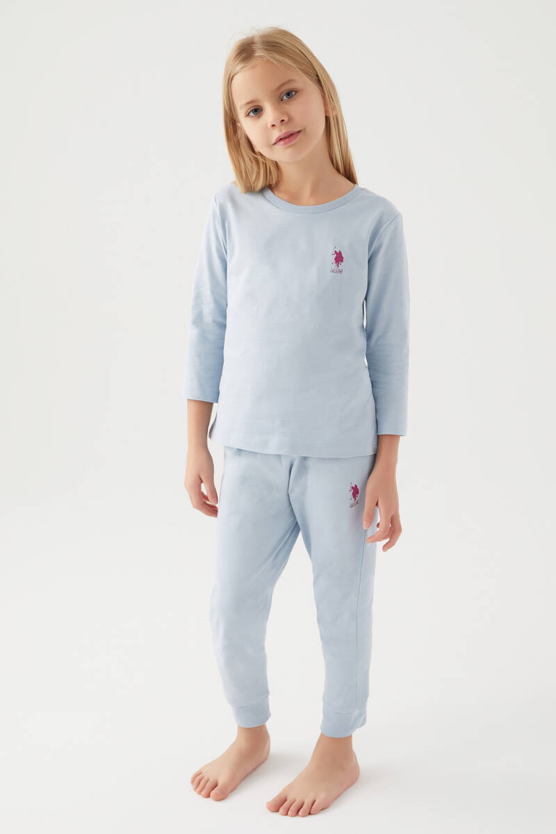 US Polo Assn Kız Çocuk Mavi Pijama Takımı