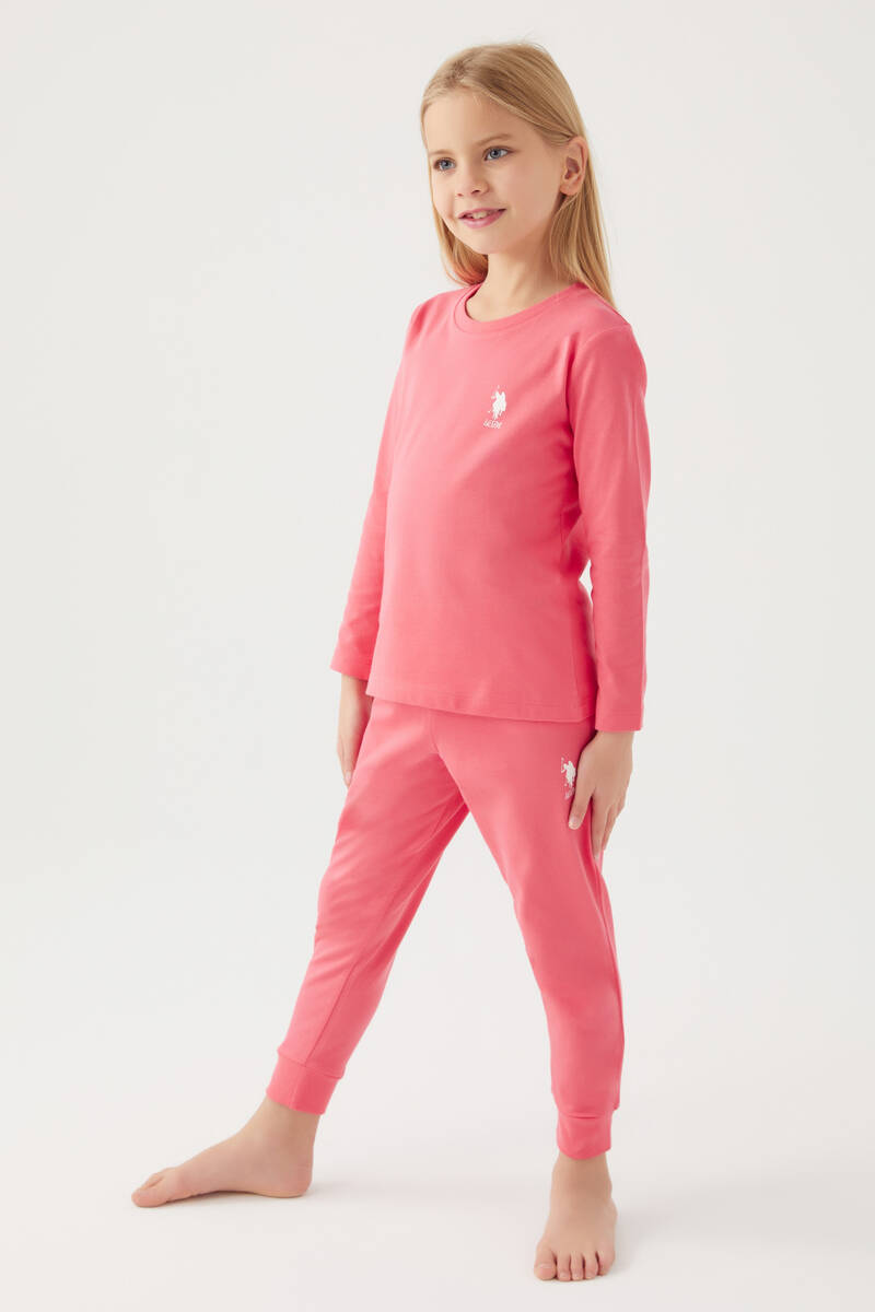 US Polo Assn Kız Çocuk Pembe Pijama Takımı