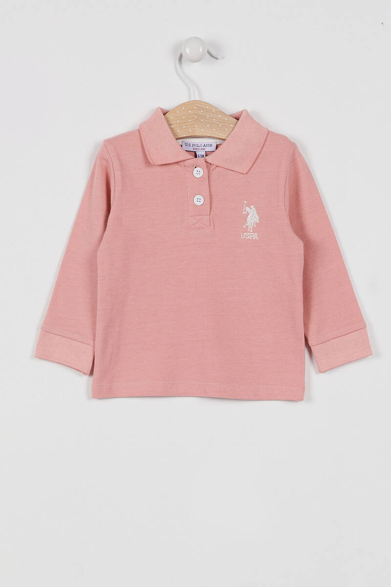 U.S. Polo Assn Lisanslı Classic Pembe Bebek Uzun Kol Yakalı Sweatshirt