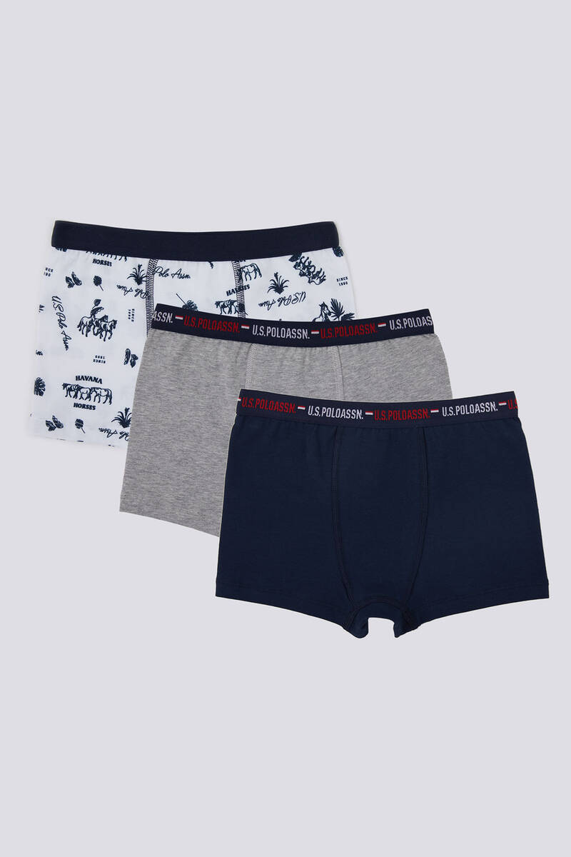 U.S. Polo Assn Stripe Detail Erkek Çocuk 3'Lü Boxer