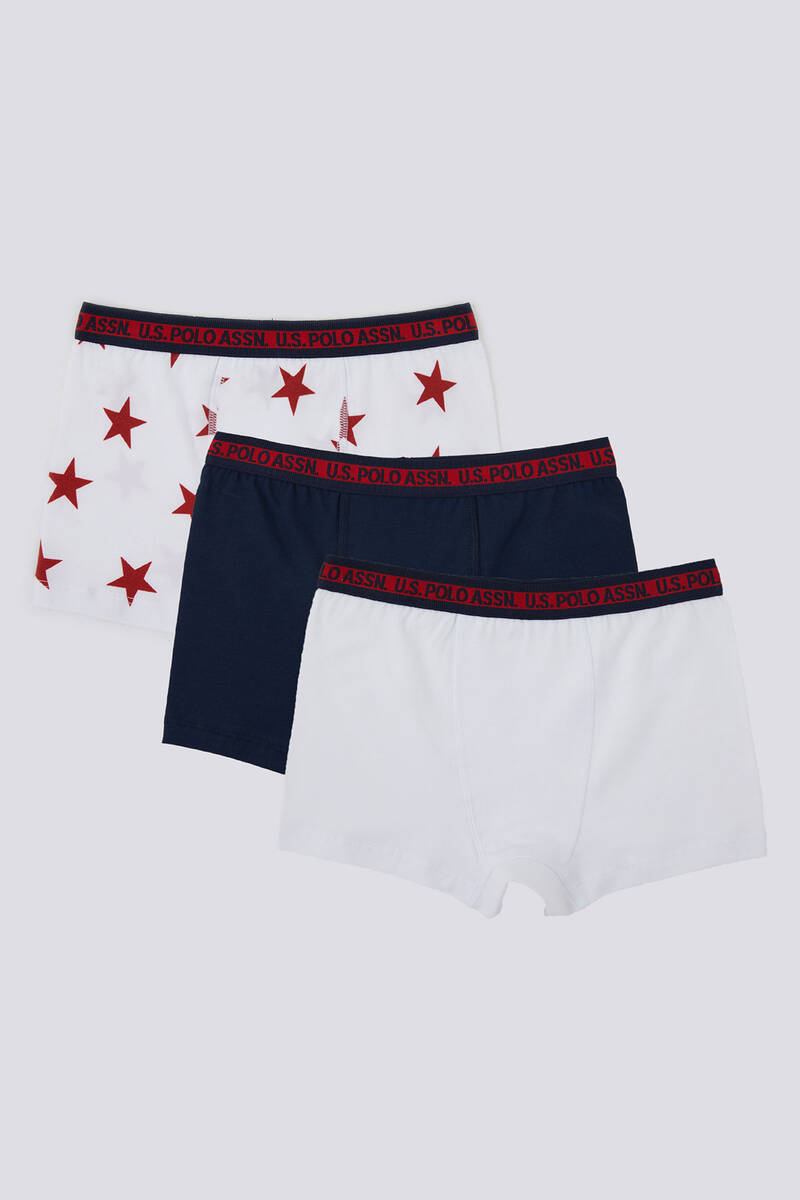 U.S. Polo Assn Beyaz Erkek Çocuk 3'Lü Boxer