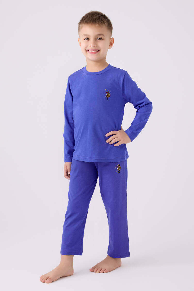 Us Polo Erkek Çocuk Uzun Kol Pijama Takım US1584 Cobalt